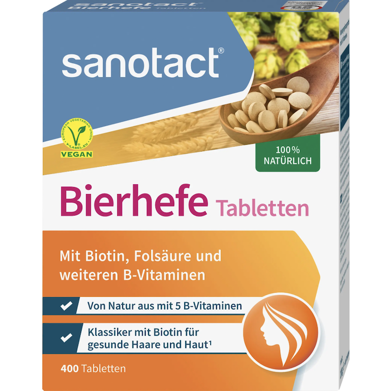 德国直邮sanotact Bierhefe天然啤酒酵母片多种维生素B族养发养肤