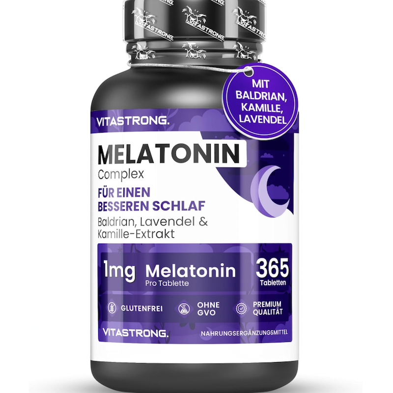 德国直邮Vitastrong Melatonin Komplex褪黑素片 支持睡眠 倒时差