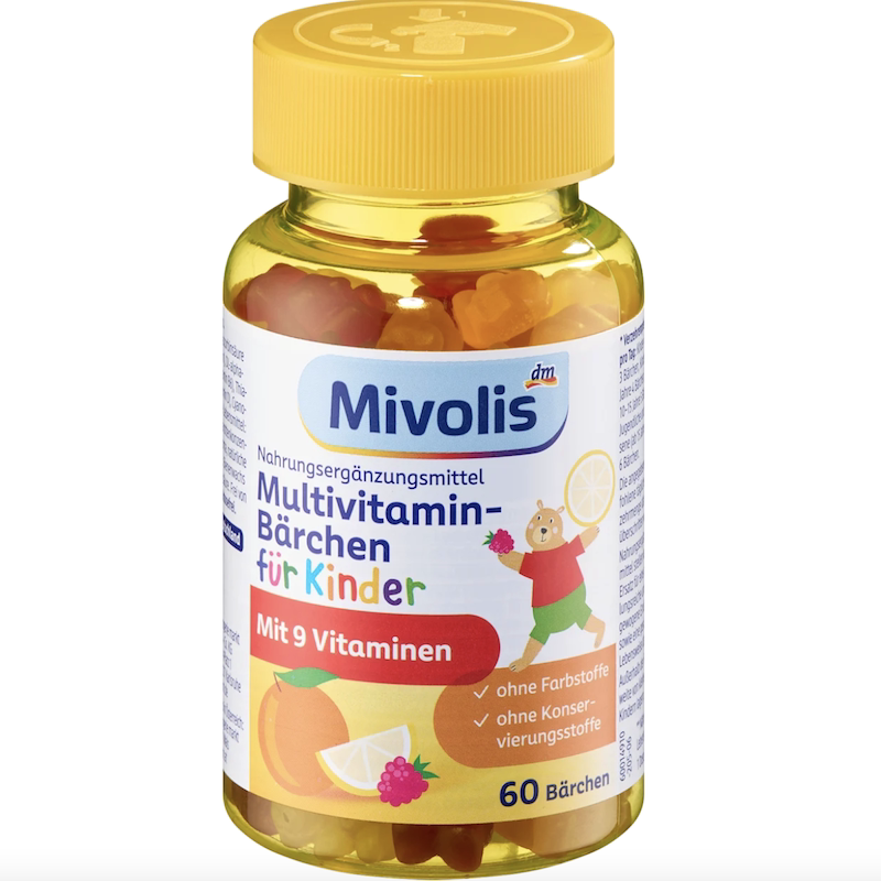 德国dm超市直邮 Mivolis儿童复合维生素水果果汁软糖QQ小熊60粒
