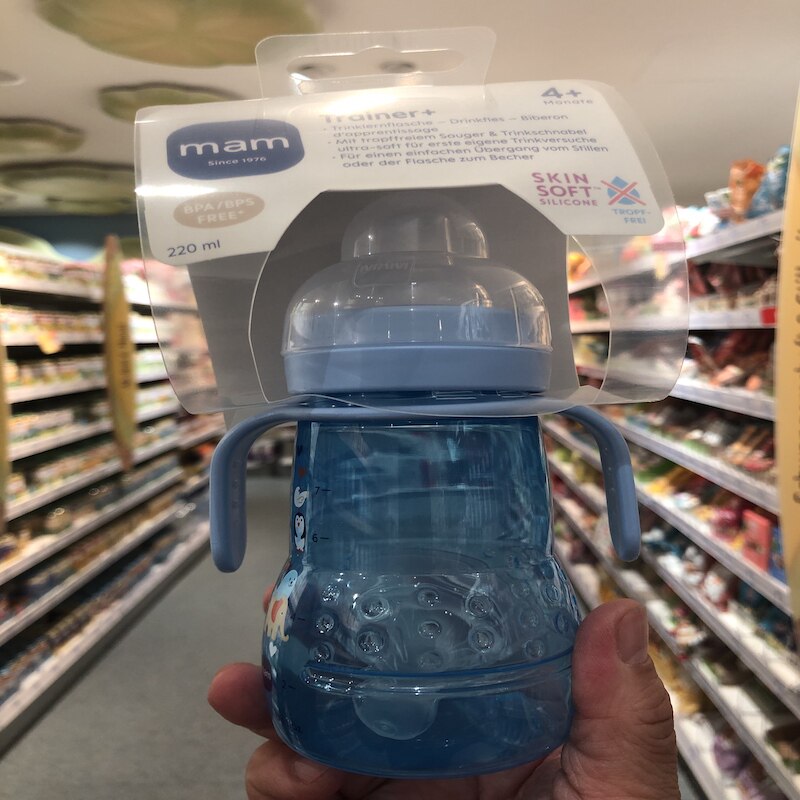 德国直邮 MAM新生婴幼儿防漏果汁水杯 扁嘴宽口径防滑手柄 220ml