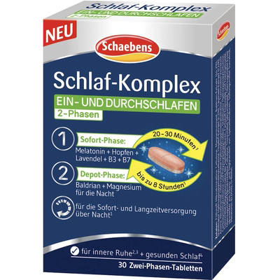 德国直邮Schaebens Schlaf-Komplex褪黑素片 支持睡眠 倒时差30片