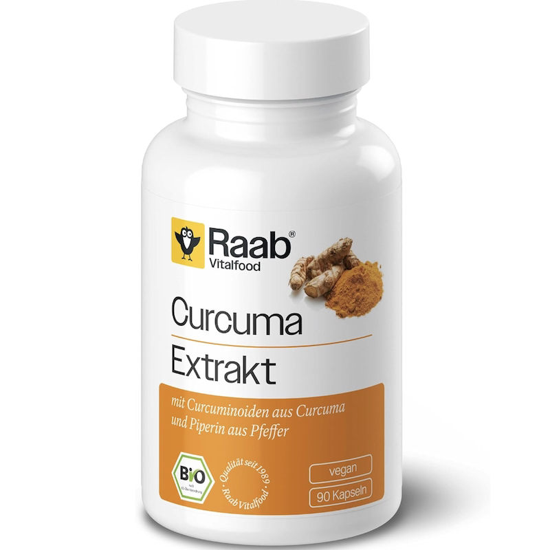 德国直邮Raab Vitalfood有机姜黄素黑胡椒胶囊粉剂 天然植物 反氧