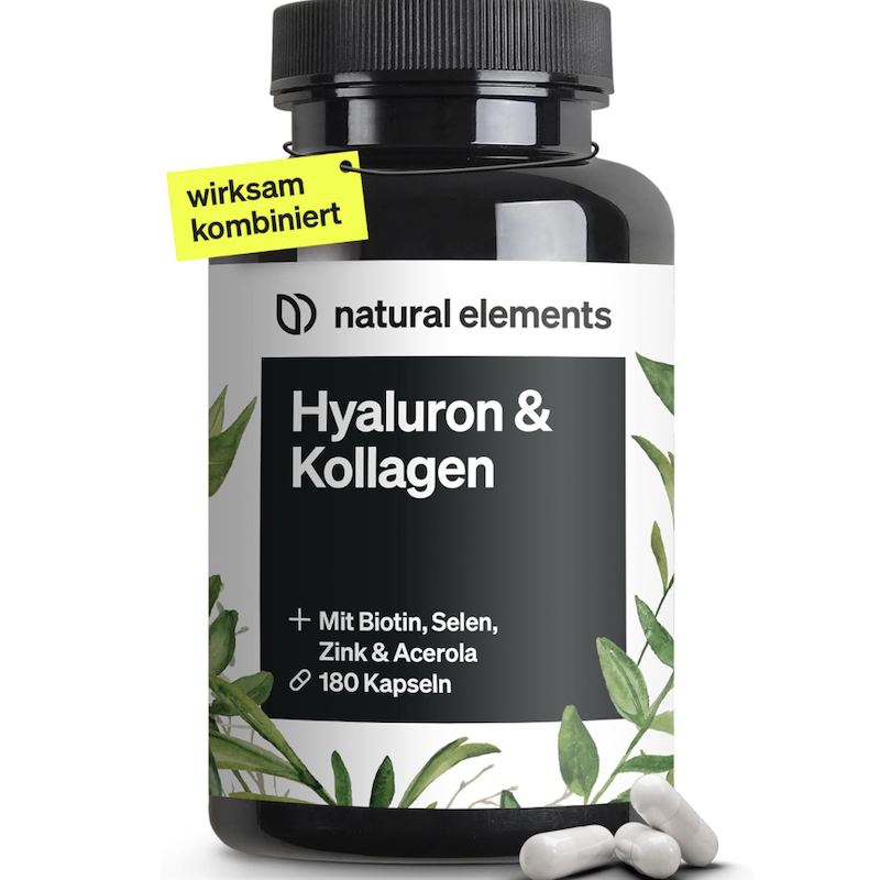 德国直邮natural elements水解胶原蛋白+玻尿酸胶囊 锌 硒 生物素