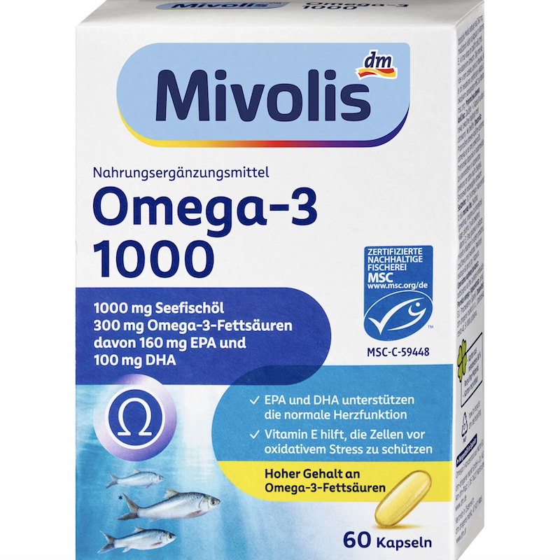 德国直邮Mivolis Omega-3 1000深海鱼油胶囊EPA DHA三高 心脑健康图片