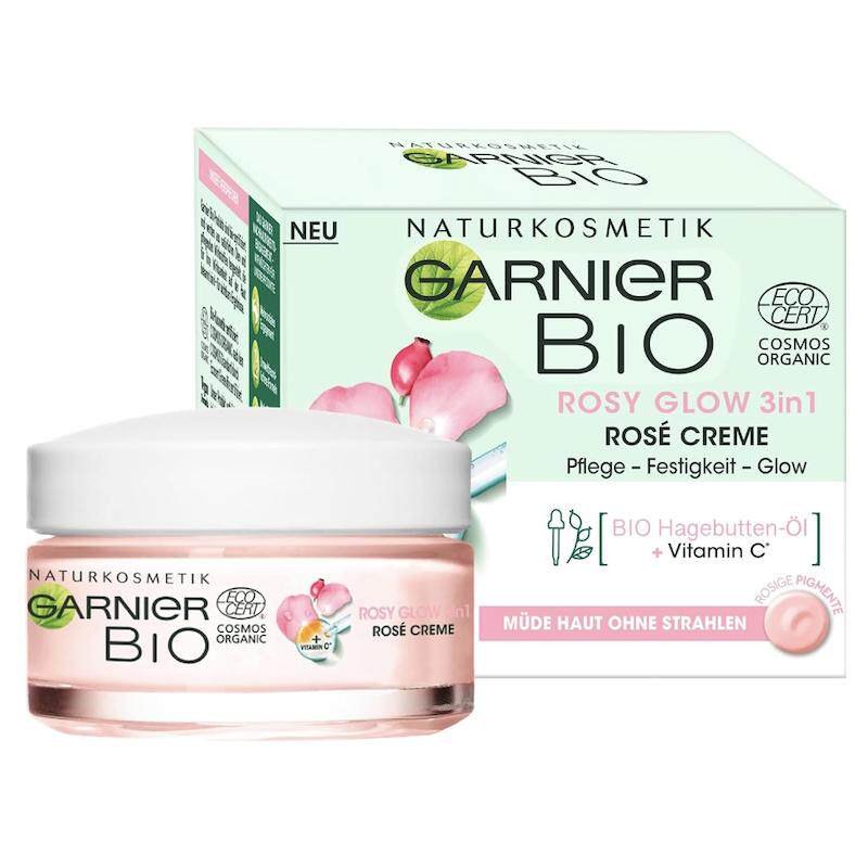 德国直邮 GARNIER BIO Rosy Glow有机玫瑰三合一光泽白皙保湿面霜