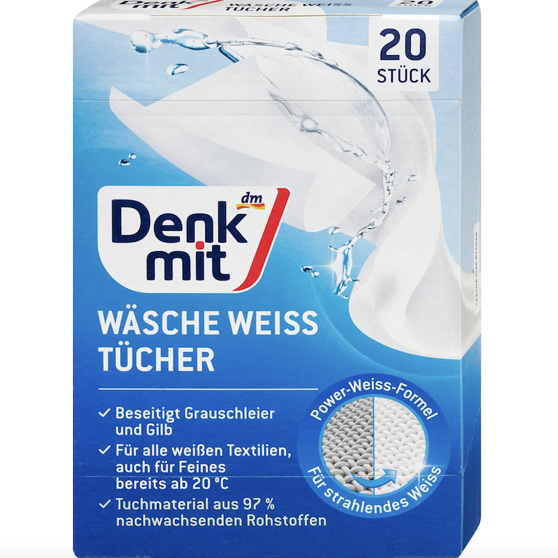 德国超市直邮 denkmit白色衣物漂白洗衣片 发灰泛黄 亮洁白净20张