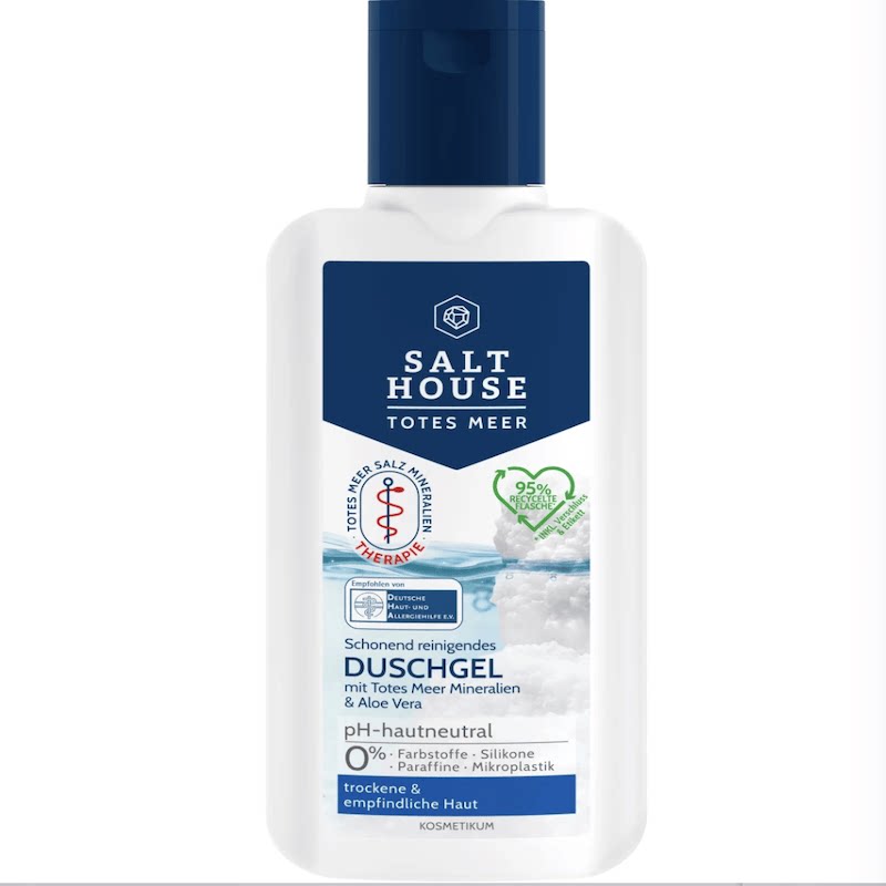 德国dm超市直邮salthouse盐屋死海盐泛醇芦荟温和清洁沐浴露250ml