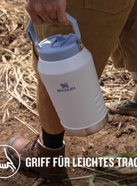 德国直邮Stanley IceFlow Flip Straw Jug不锈钢果汁冰块水杯1.9L