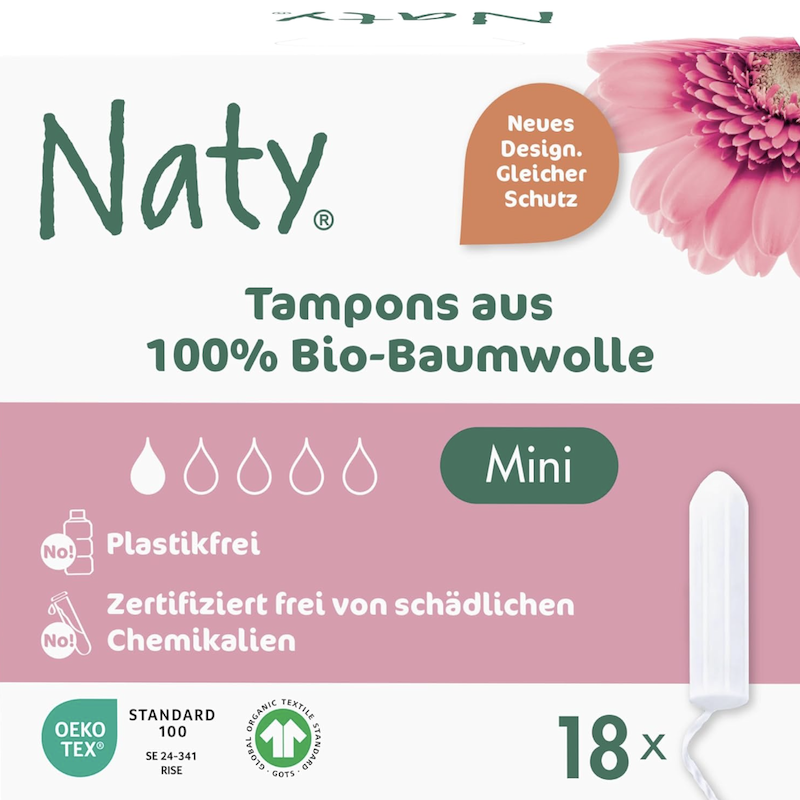 德国直邮Eco by Naty有机棉卫生棉条 天然植物 瑞典制造 经期护理