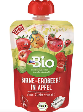 德国直邮 dmBio婴儿宝宝儿童有机果泥 多种水果混合吸吸乐 无添加