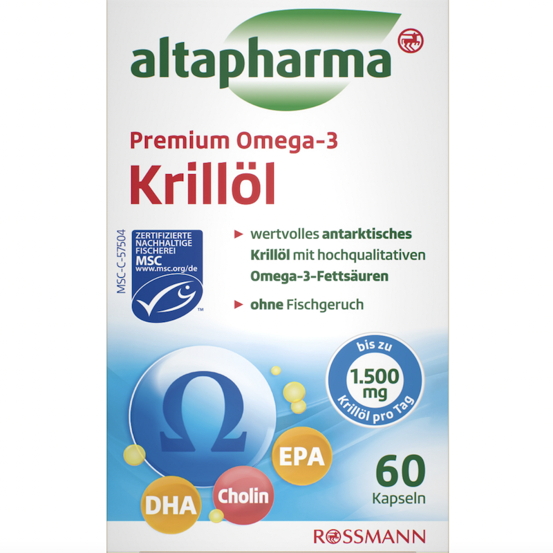 德国直邮 altapharma Omega-3 1500mg 南极磷虾油胶囊DHA EPA60粒