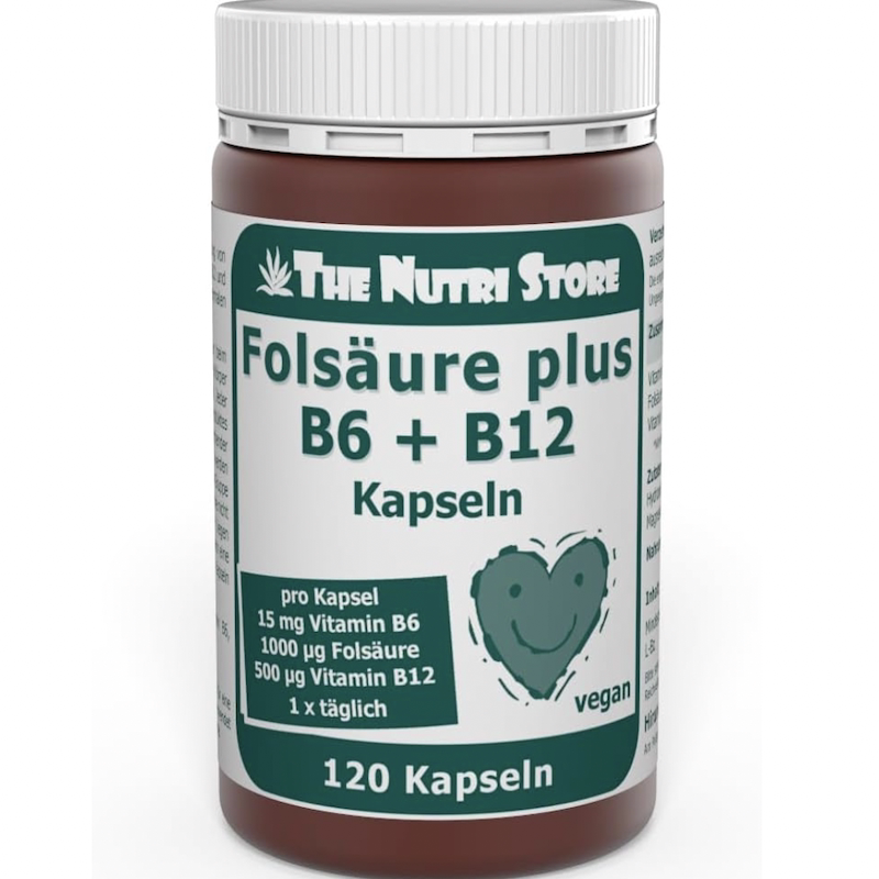 德国直邮 The Nutri Store B12 + B6 叶酸胶囊 补充维生素 120粒