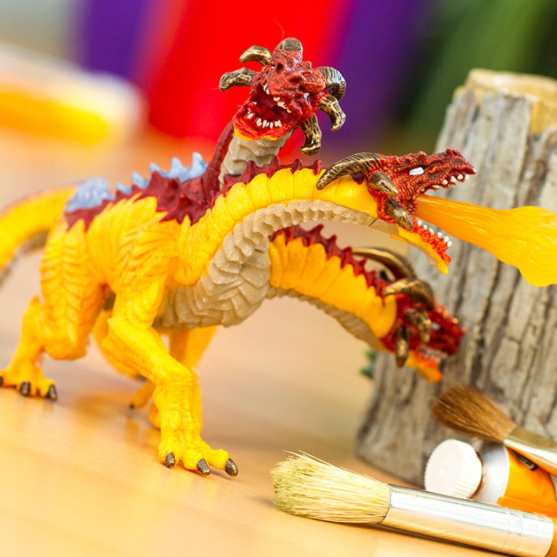 Safari海外正版喷火龙神话奇幻故事幻想儿童软胶精致玩具收藏摆件