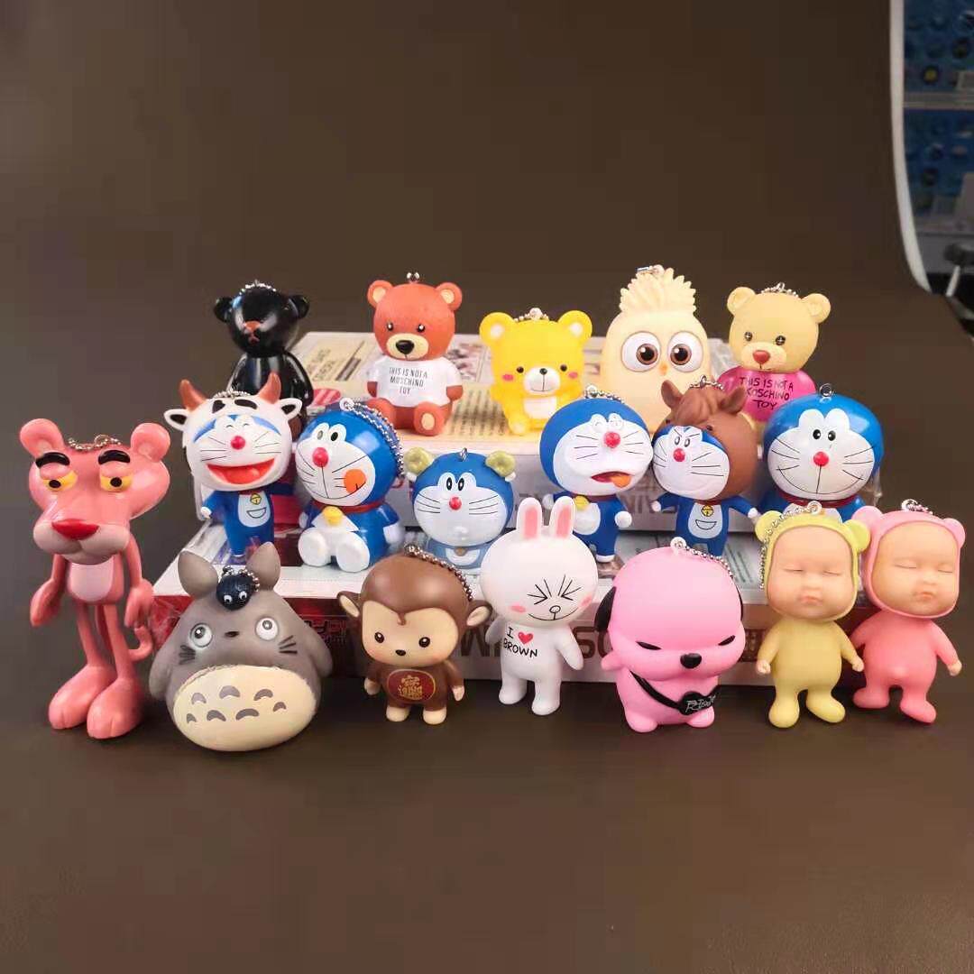 正版散货愤怒的小鸟龙猫流氓兔粉红豹机器猫泰迪熊钥匙扣儿童玩具