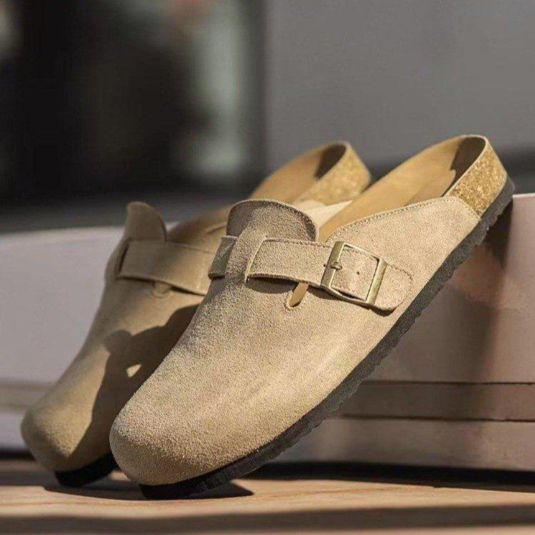 2025春季新款女鞋平底棕栗色PU包头2025年秋季中跟(3