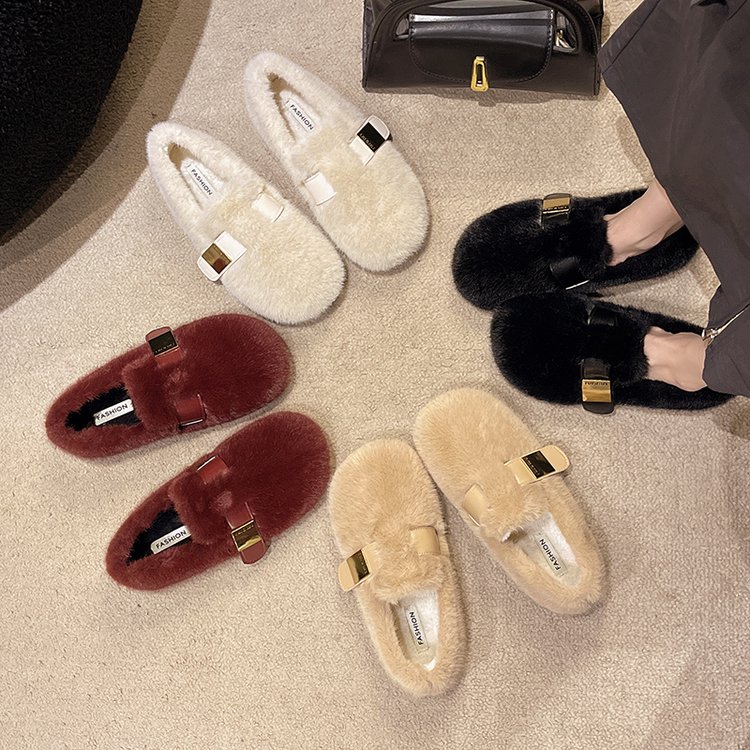 方叔2025冬季新款松糕底一脚蹬2025年冬季低跟(1-3cm)