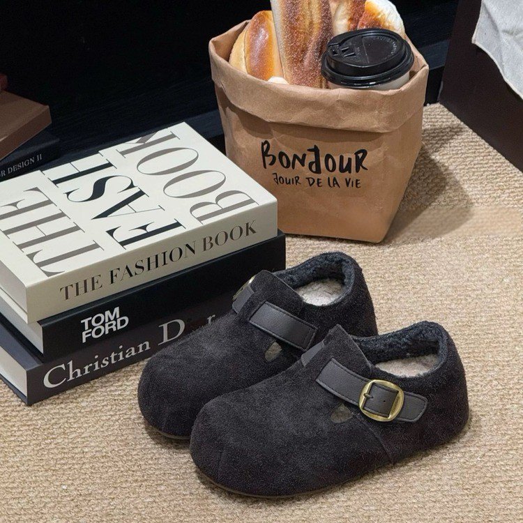 内增高厚底加绒勃肯鞋女2025新款秋冬松糕博肯真皮毛毛雪地靴棉鞋