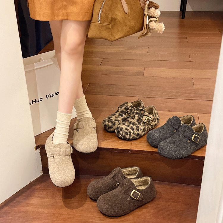 方叔厚底增高毛毛鞋女外穿2025新款秋冬加绒豆豆穆勒拖鞋保暖棉鞋