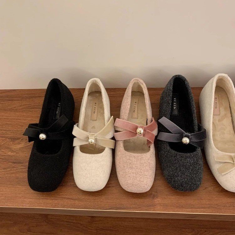 小香风毛呢玛丽珍鞋女2025新款加绒秋冬内增高单鞋子厚底保暖棉鞋