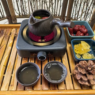 围炉煮茶甘肃罐罐茶新款煮茶器明火电陶炉可调温配树桩弯把煮茶罐