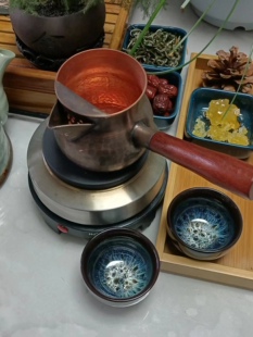 甘肃罐罐茶煮茶炉调温烤枣配纯铜有过滤网煮茶罐铜罐家用围炉煮茶