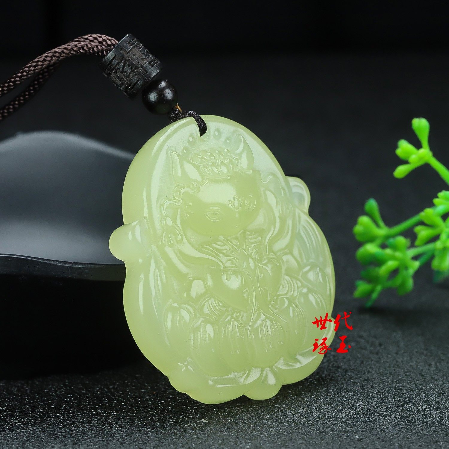 和田玉黄口九尾狐吊坠男女双面狐狸玉坠青白玉九尾灵狐玉佩挂件