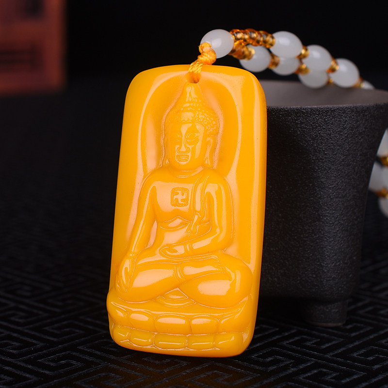 黄龙玉大日如来佛吊坠男女款玉石本命佛挂件项链和田玉护身佛玉佩