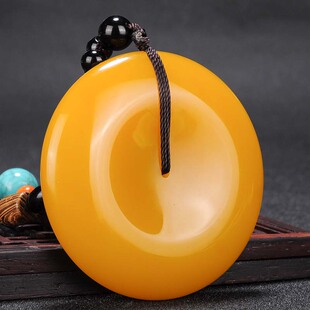 天然和田玉黄玉平安扣把件黄龙玉平安扣吊坠玉牌保平安玉石车挂件