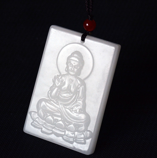 新疆和田玉大日如来牌子 白玉大日如来佛祖挂件吊坠 男女款玉牌