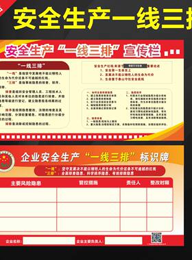 一线三排标识牌 企业安全生产信息公示栏一线三排广东版深圳版PVC