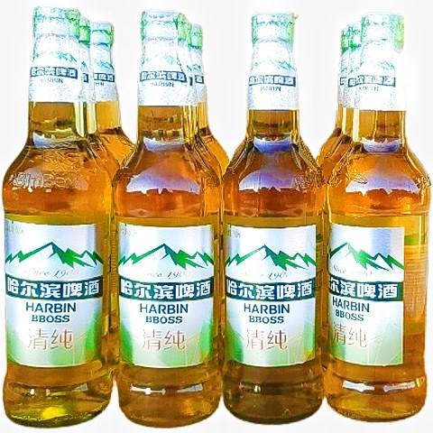 哈尔滨啤酒哈啤清纯500ml*12瓶低浓度黄啤瓶装整箱