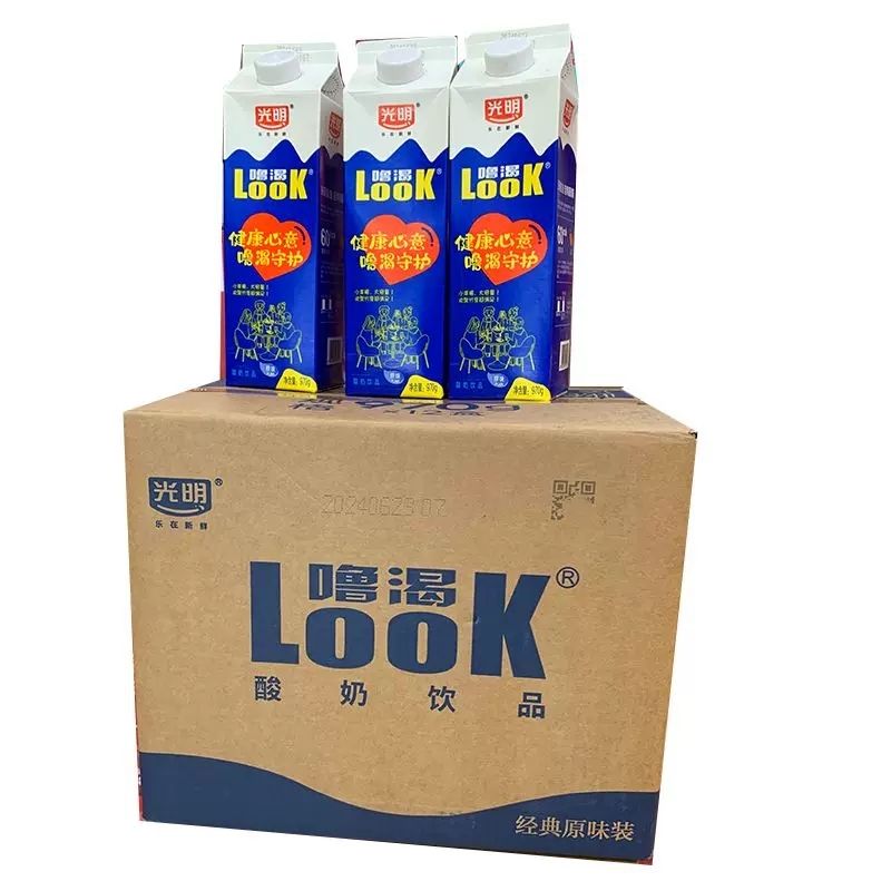 【12盒价格】光明酸奶look噜渴950g原味饮品聚餐常温