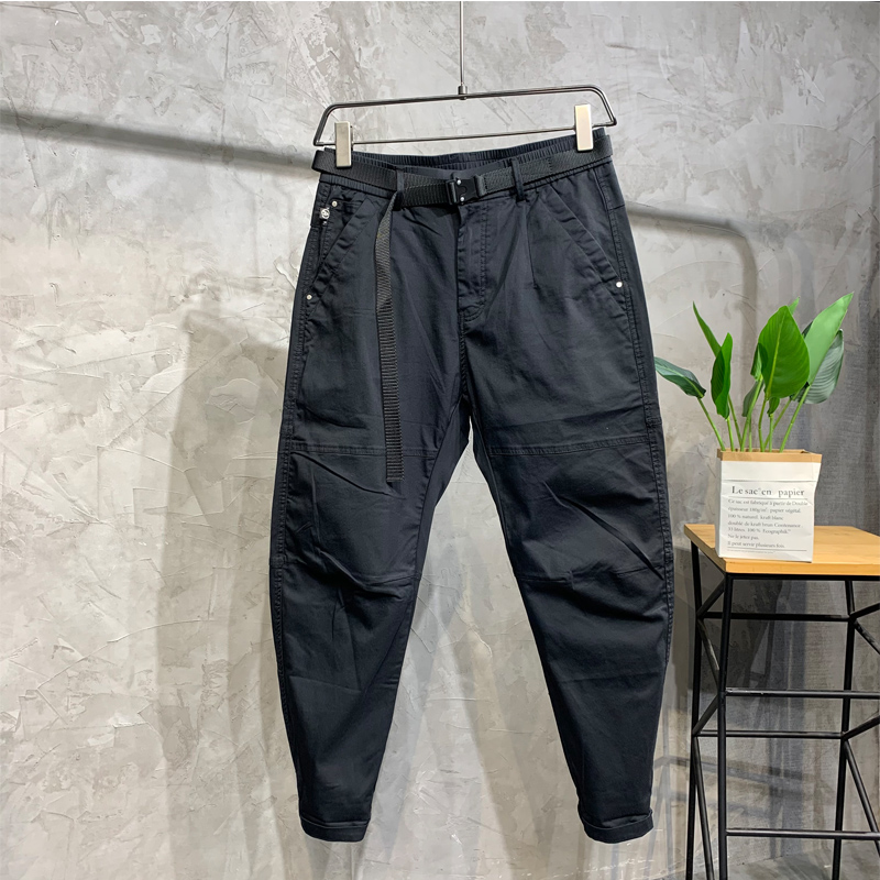 秋冬新款小脚裤男拉链拉链设计黑