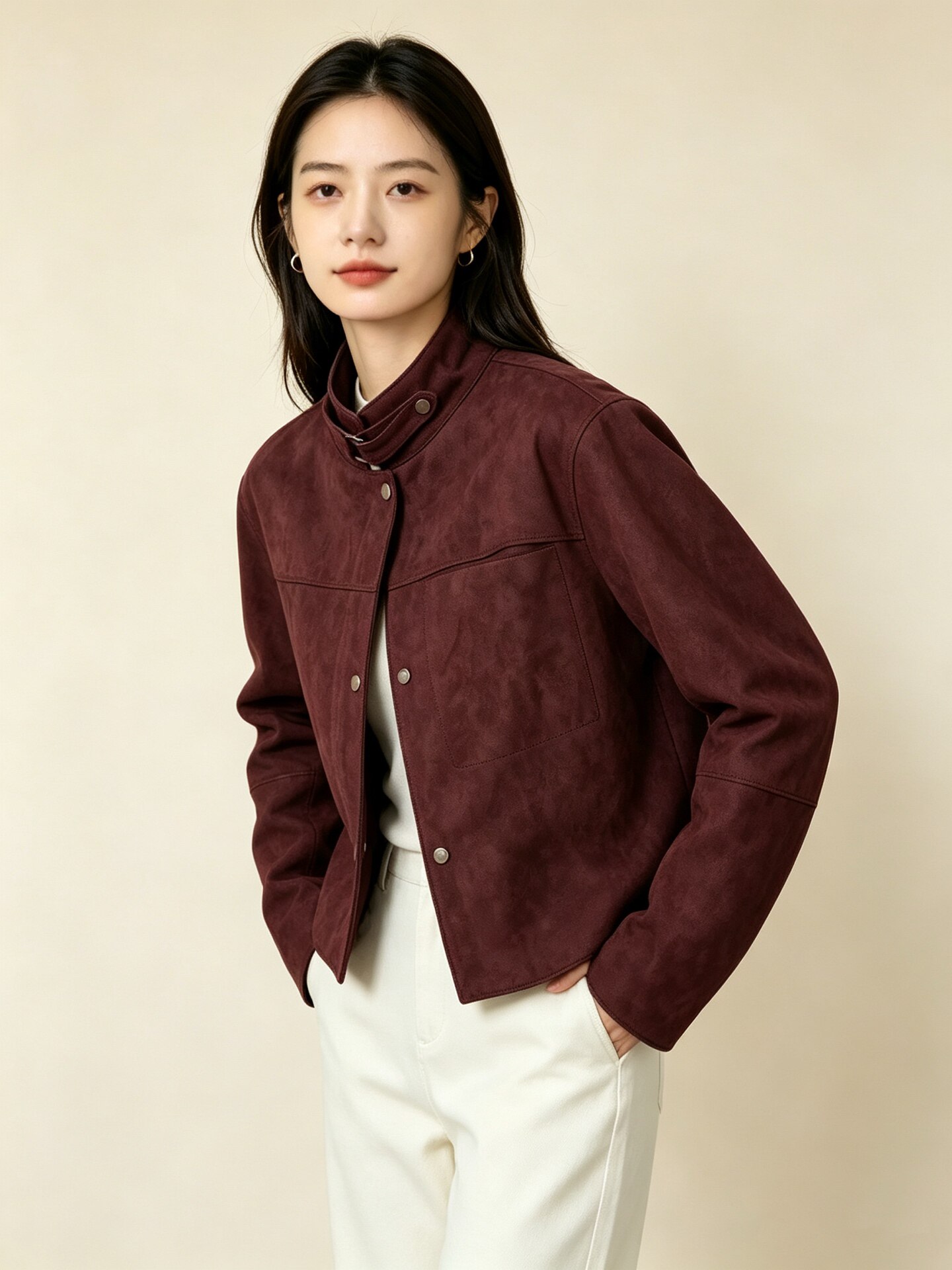 安可拉红休闲短款夹克女春秋2026新款气质显瘦流行炸街小个子外套