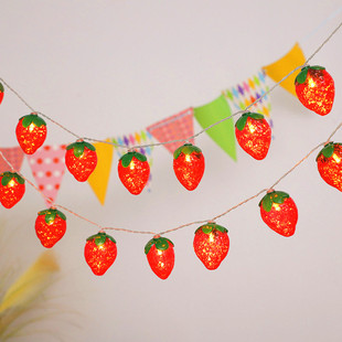 led草莓西瓜水果彩灯夜市摆摊灯串后备箱装饰灯节日房间氛围灯ins