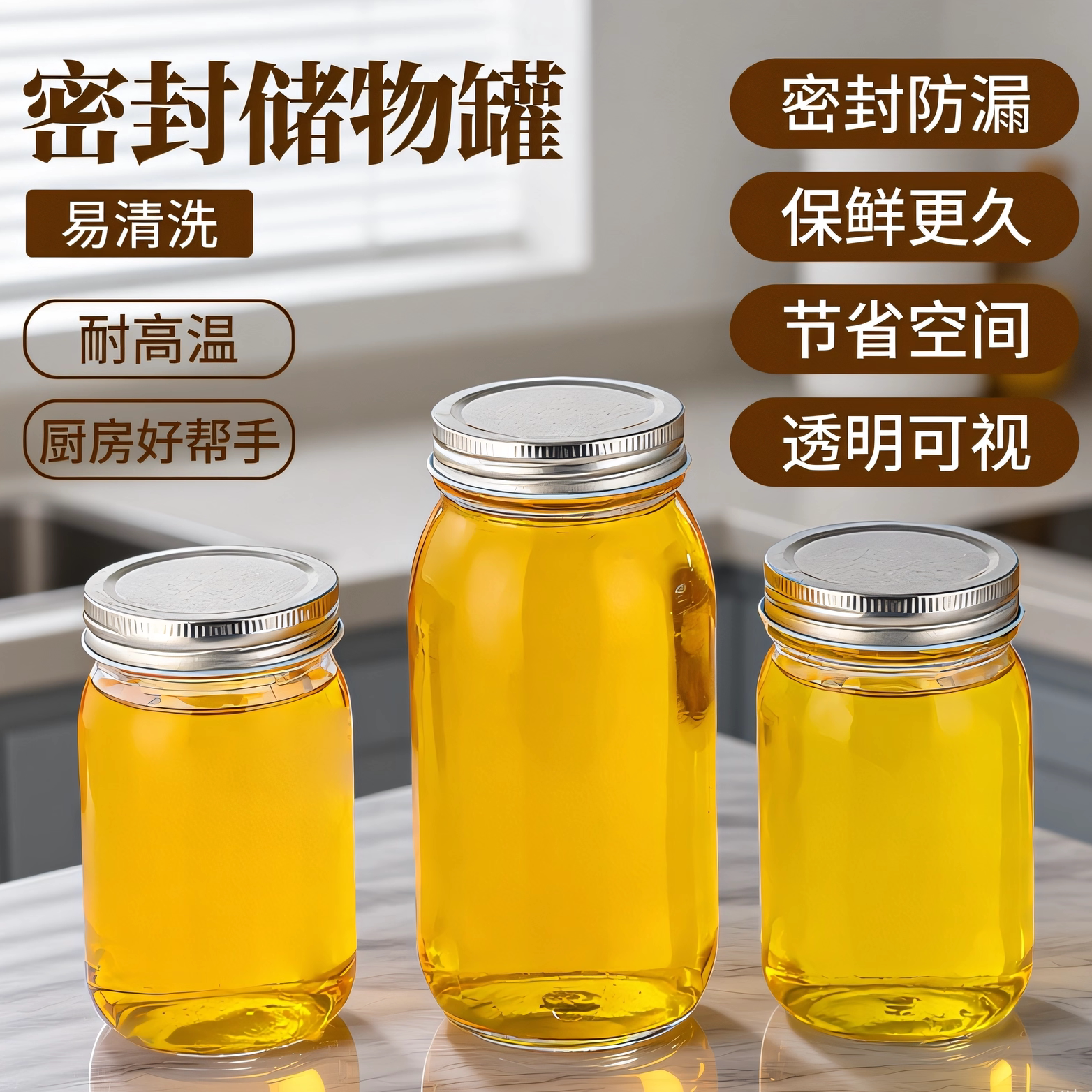 食品级蜂蜜分装瓶玻璃蜜瓶1斤蜂蜜罐2斤装酱菜储物批发专用密封罐
