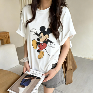 Eleven美式复古米奇印花短袖T恤女2026新款夏宽松慵懒风做旧上衣