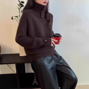 ZYD韩系高品浣熊绒羊毛高领长袖针织衫女秋冬新款宽松百搭毛衣潮