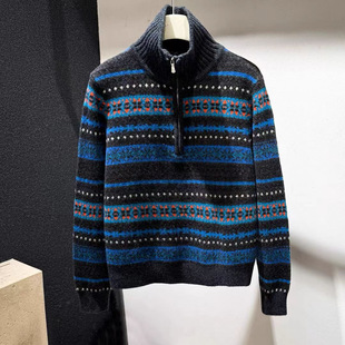 ZYD全羊毛100%2025秋冬新款韩版宽松高领套头针织开衫女毛衣外套