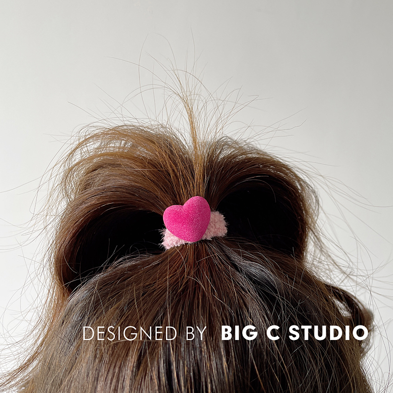 毛绒绒爱心发绳简约少女饰品