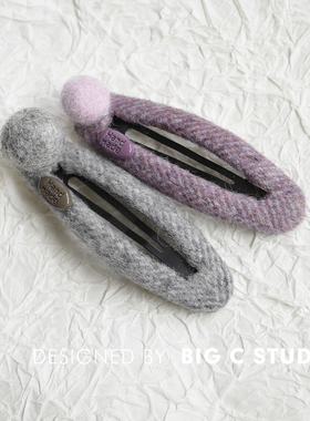 韩系甜美少女心紫色毛球BB夹春季新款百搭刘海侧边夹氛围感发饰品