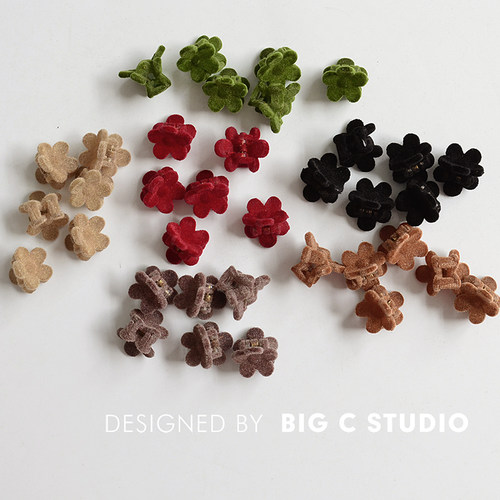 植绒小抓夹花朵毛绒发夹