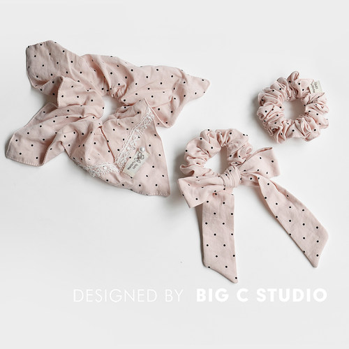 日系早春新款粉色系大肠发圈