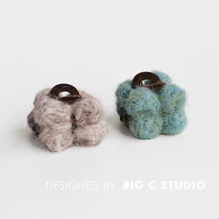 韩系彩色毛线蝴蝶结抓夹甜美少女刘海侧边夹公主头发夹半扎发抓子