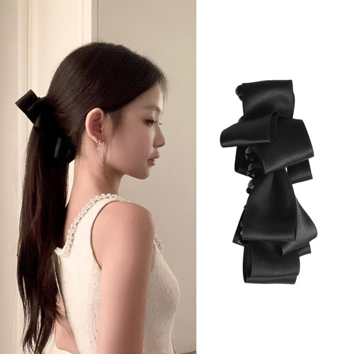 韩系缎面蝴蝶结马尾夹香蕉夹