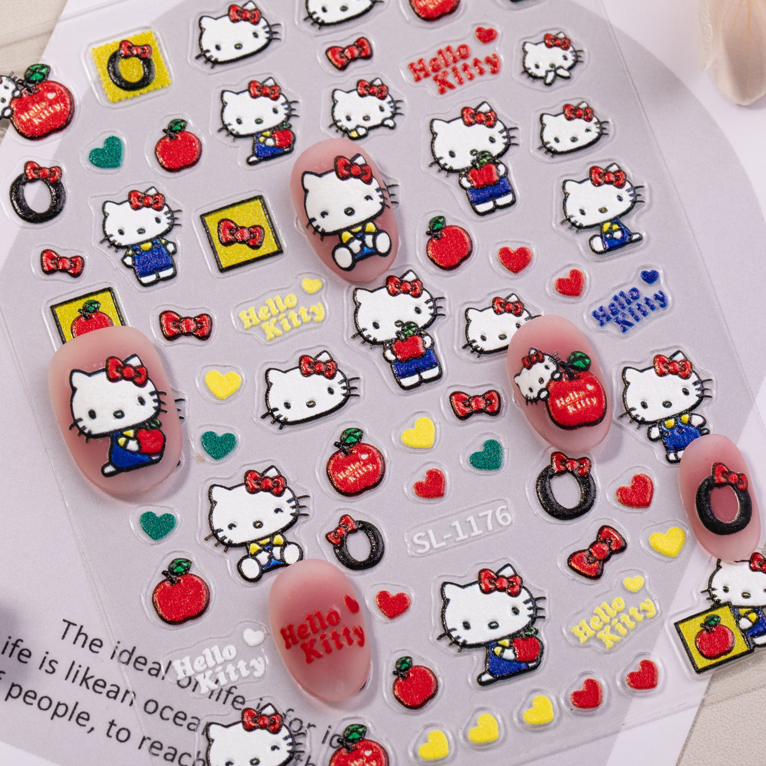 粉红KT猫指甲贴纸5D浮雕可爱卡通hellokitty猫美甲贴纸饰品 SL款