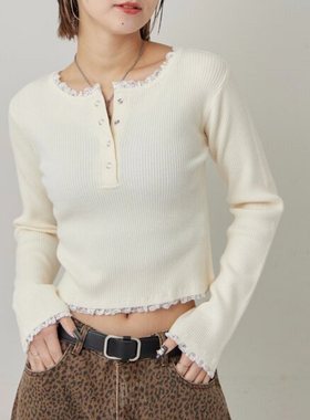 日单WWG纯原2025秋新品优雅气质修身显瘦花瓣边长袖T恤打底衫