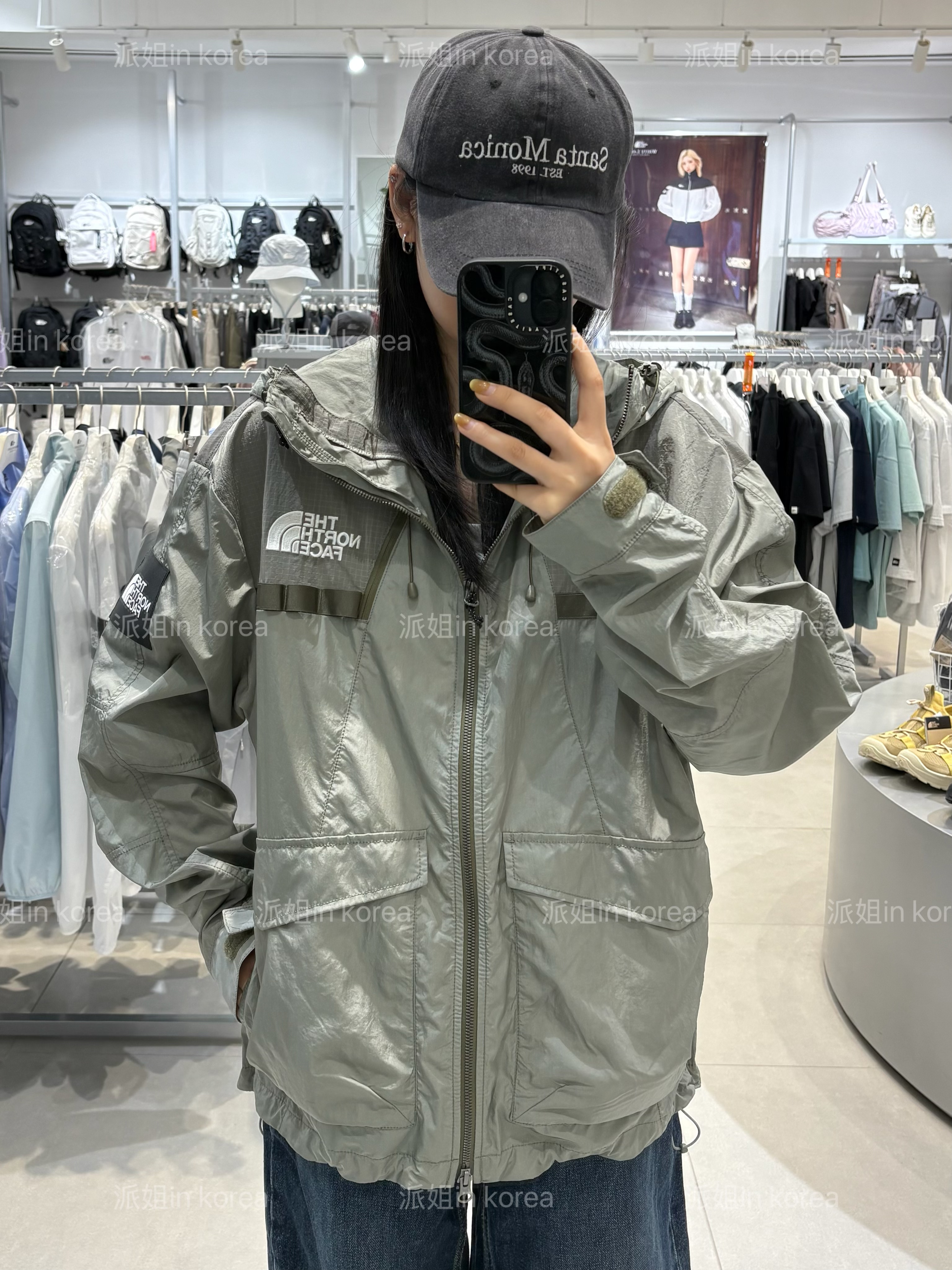 派姐inKorea北面白标26运动休闲连帽袖标款薄款外套男女NJ3LS01图片
