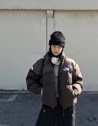 派姐in Korea北面普标25新百搭格纹拼色80%绒男女羽绒服NJ1DR76
