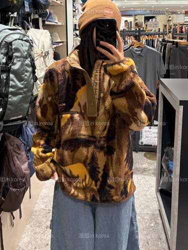 派姐in Korea哥伦比亚民族风花纹polo抓绒卫衣套衫男女AE4498